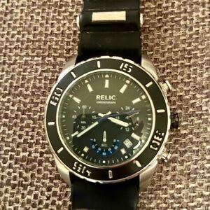 Relic Black and Silver Chronograph Watch